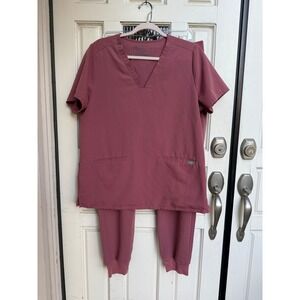 FIGS Technical Collection Scrubs Set Mauve Pink Jogger Casma Top Size Large